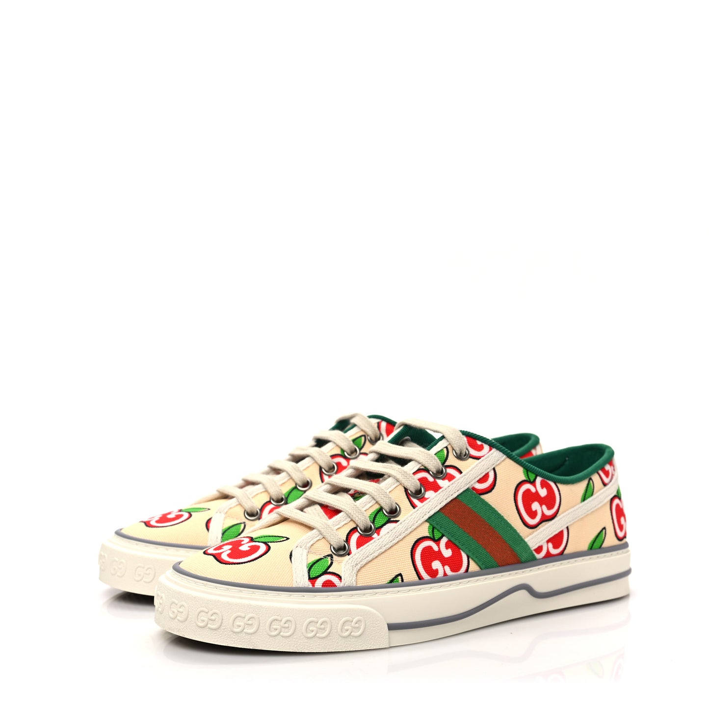 Canvas Web GG Apple Womens 1977 Tennis Sneakers 39 Ivory Red Mystic White New Shamarock