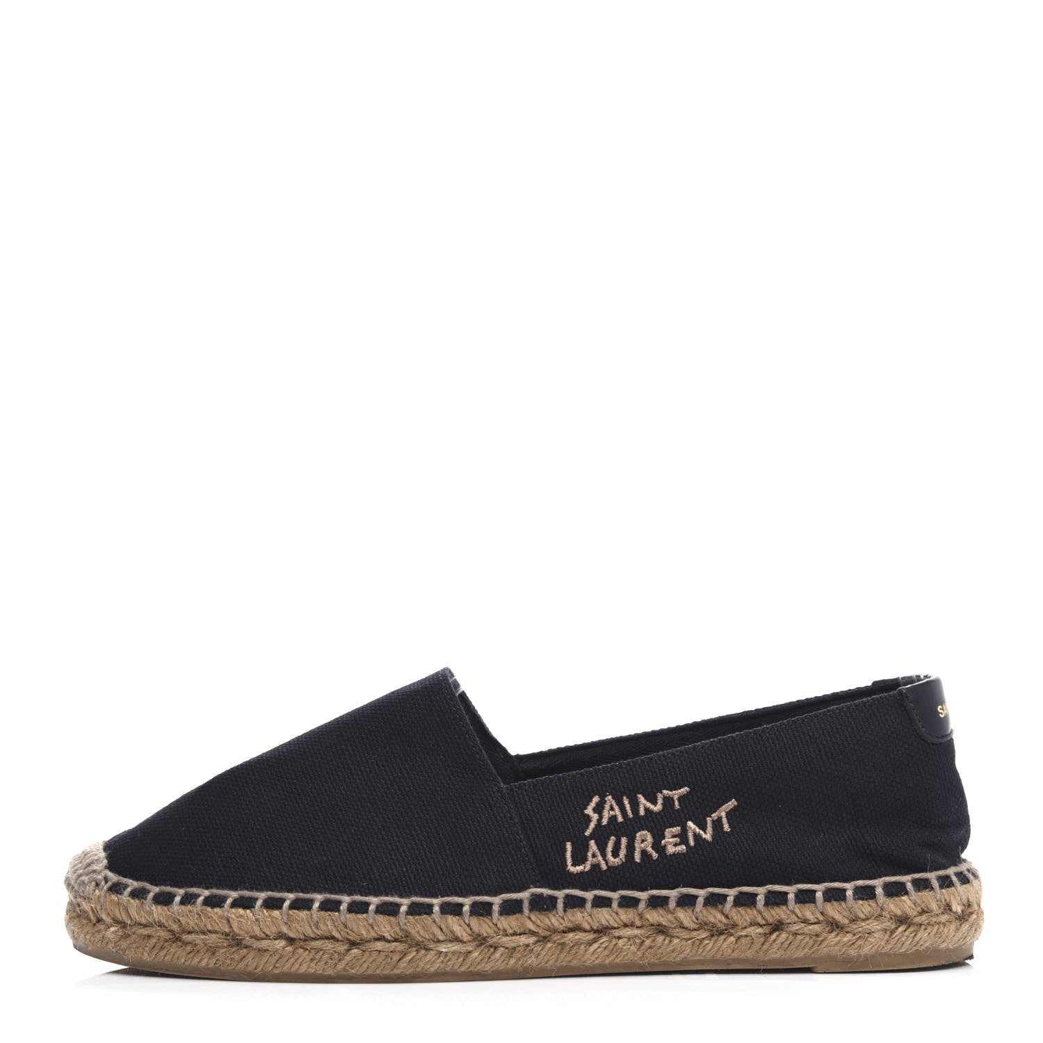 Saint Laurent Canvas Nappa Elba Light Logo Embroidered Espadrilles 37.5 Black 1 of 8