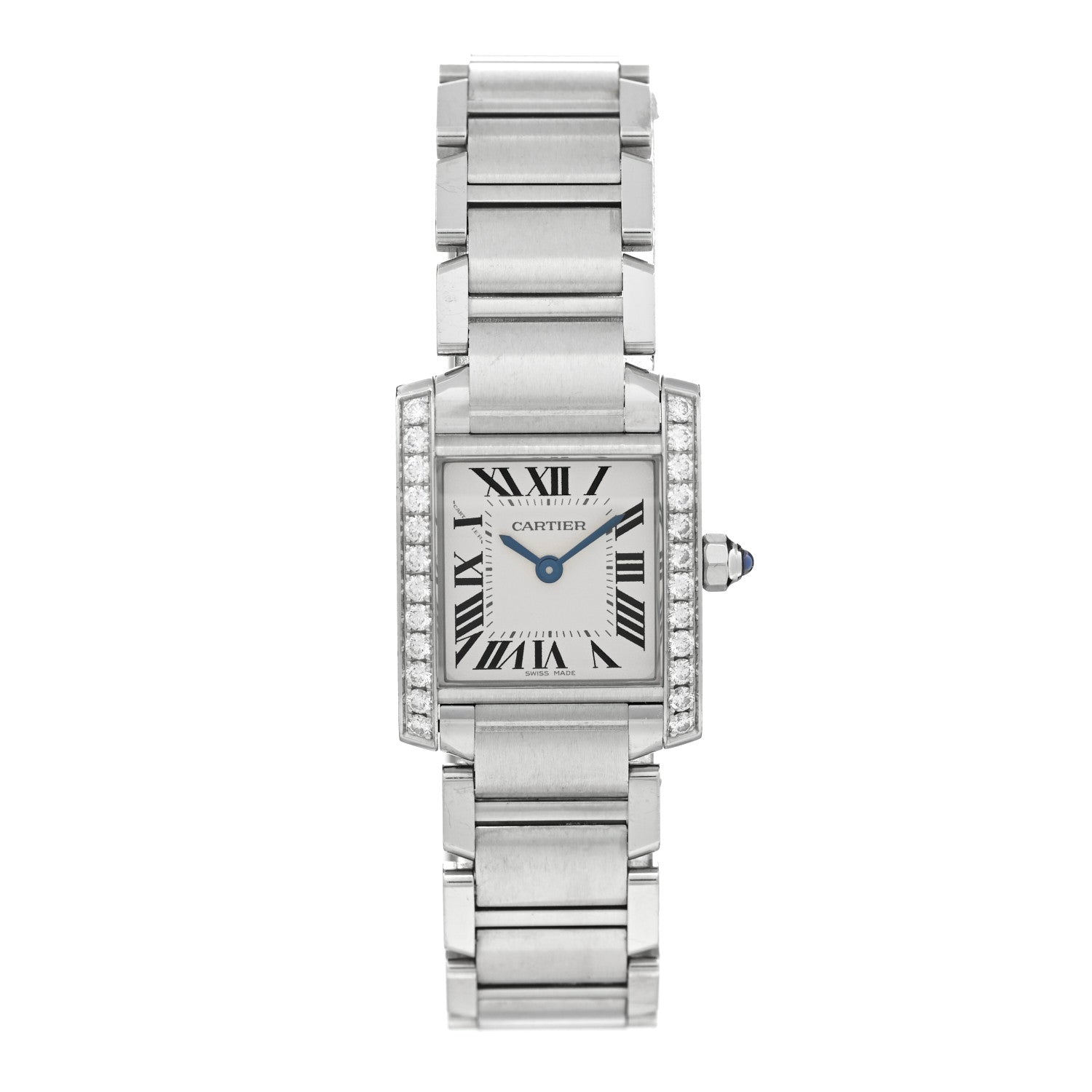 Cartier Stainless Steel Diamond Bezel 20mm Tank Francaise Quartz Watch 1 of 5