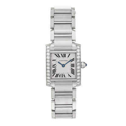 Cartier Stainless Steel Diamond Bezel 20mm Tank Francaise Quartz Watch 1 of 5