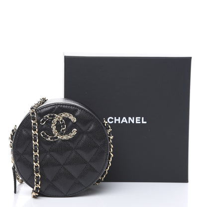 Chanel Caviar Quilted French New Wave Round Clutch With Chain Black 9 of 9