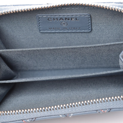 Chanel Lambskin Double Quilted Stitch Zip Coin Purse Light Blue 5 of 7