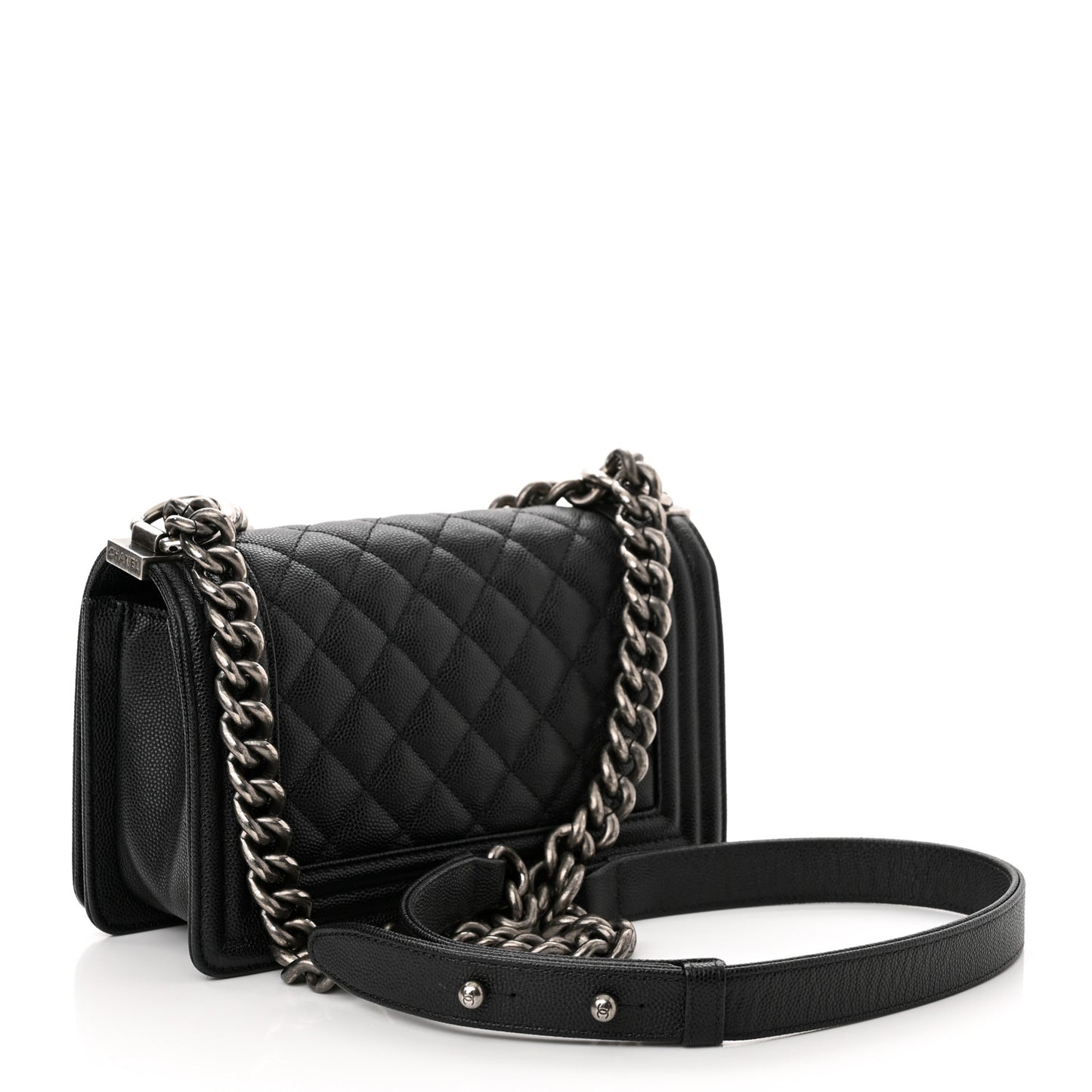 Caviar Quilted Small Boy Flap Black