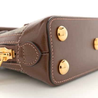 Gucci GG Supreme Monogram Azalea Calfskin Mini Horsebit 1955 Top Handle Bag Beige Ebony Brown Sugar 9 of 10