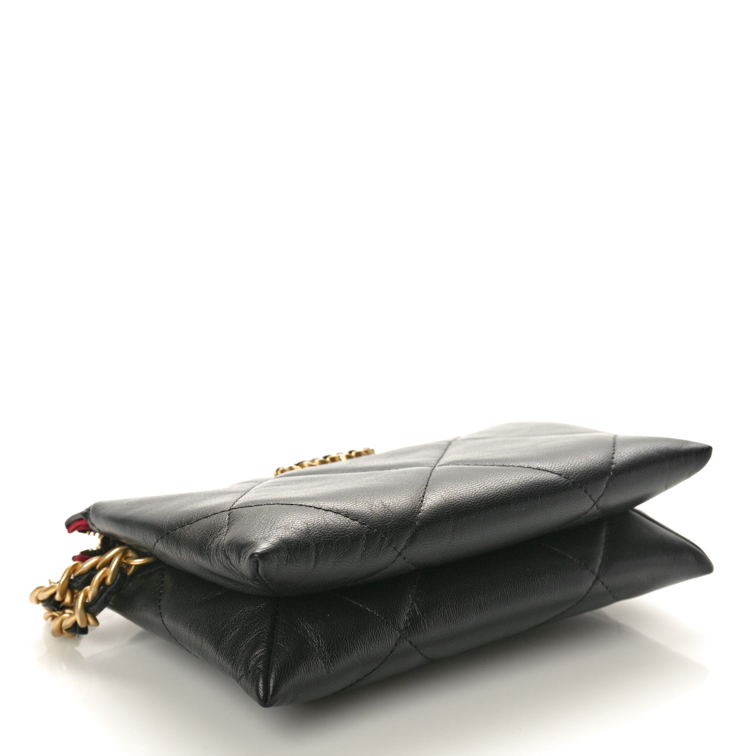 Chanel Shiny Goatskin Quilted Small Chanel 19 Pouch With Handle Black 4 of 8