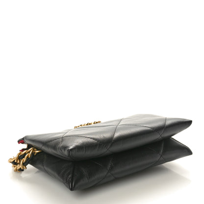 Chanel Shiny Goatskin Quilted Small Chanel 19 Pouch With Handle Black 4 of 8