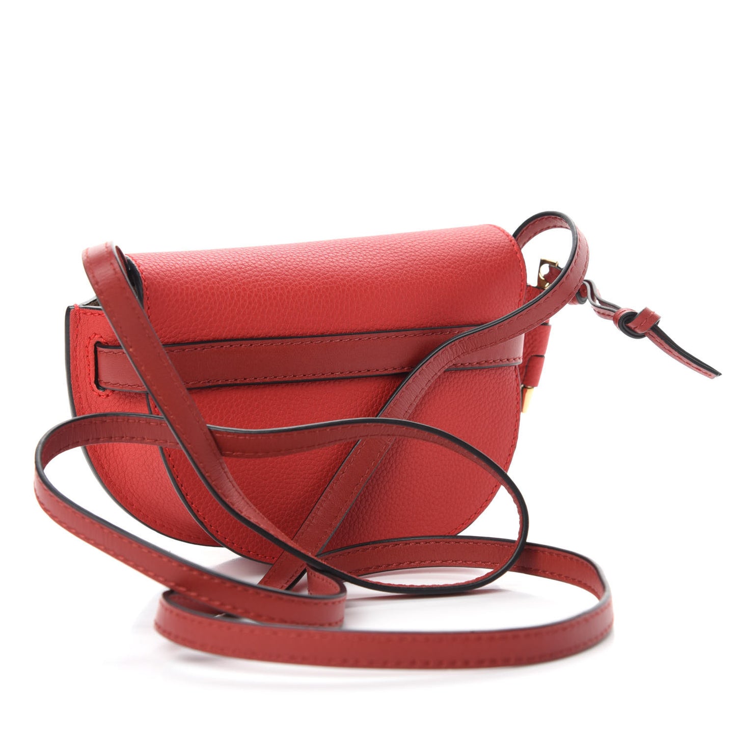 Grained Calfskin Mini Gate Crossbody Bag Scarlet Burnt Red
