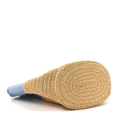 Stella McCartney Shaggy Deer Raffia Large Half & Half Tote Bag Lightbulb Natural Light Blue 4 of 10