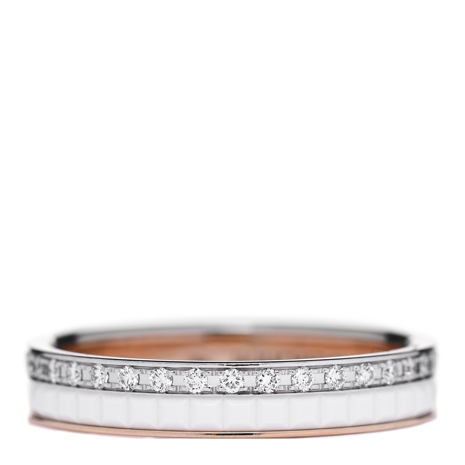 Boucheron 18K Pink White Gold Ceramic Diamond Quatre Classique Wedding Band Ring 56 7.75 1 of 7