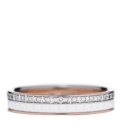 Boucheron 18K Pink White Gold Ceramic Diamond Quatre Classique Wedding Band Ring 56 7.75 1 of 7
