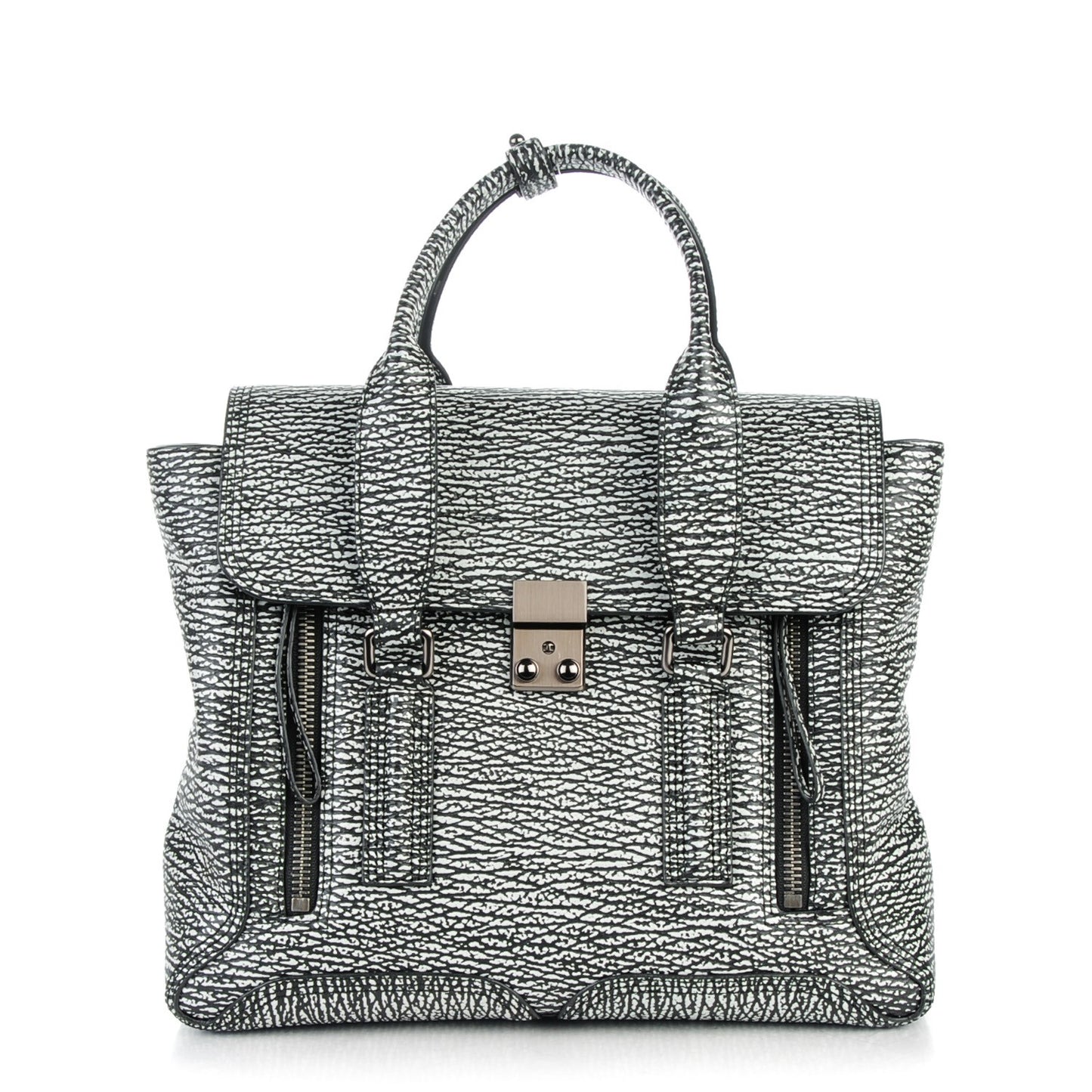 3.1 Calfskin Embossed Medium Pashli Satchel Black Cream