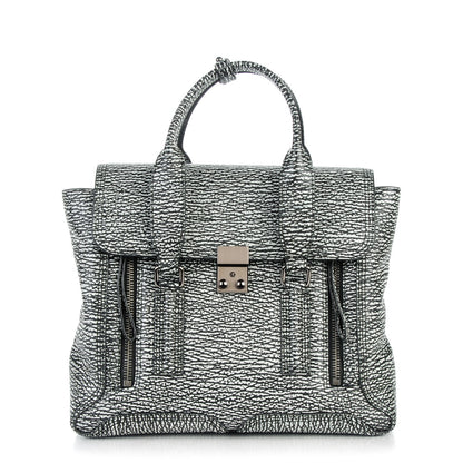 3.1 Phillip Lim 3.1 Calfskin Embossed Medium Pashli Satchel Black Cream 1 of 7
