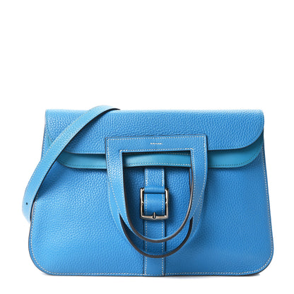 Hermes Taurillon Clemence Halzan 31 GM Bleu Zanzibar 1 of 11