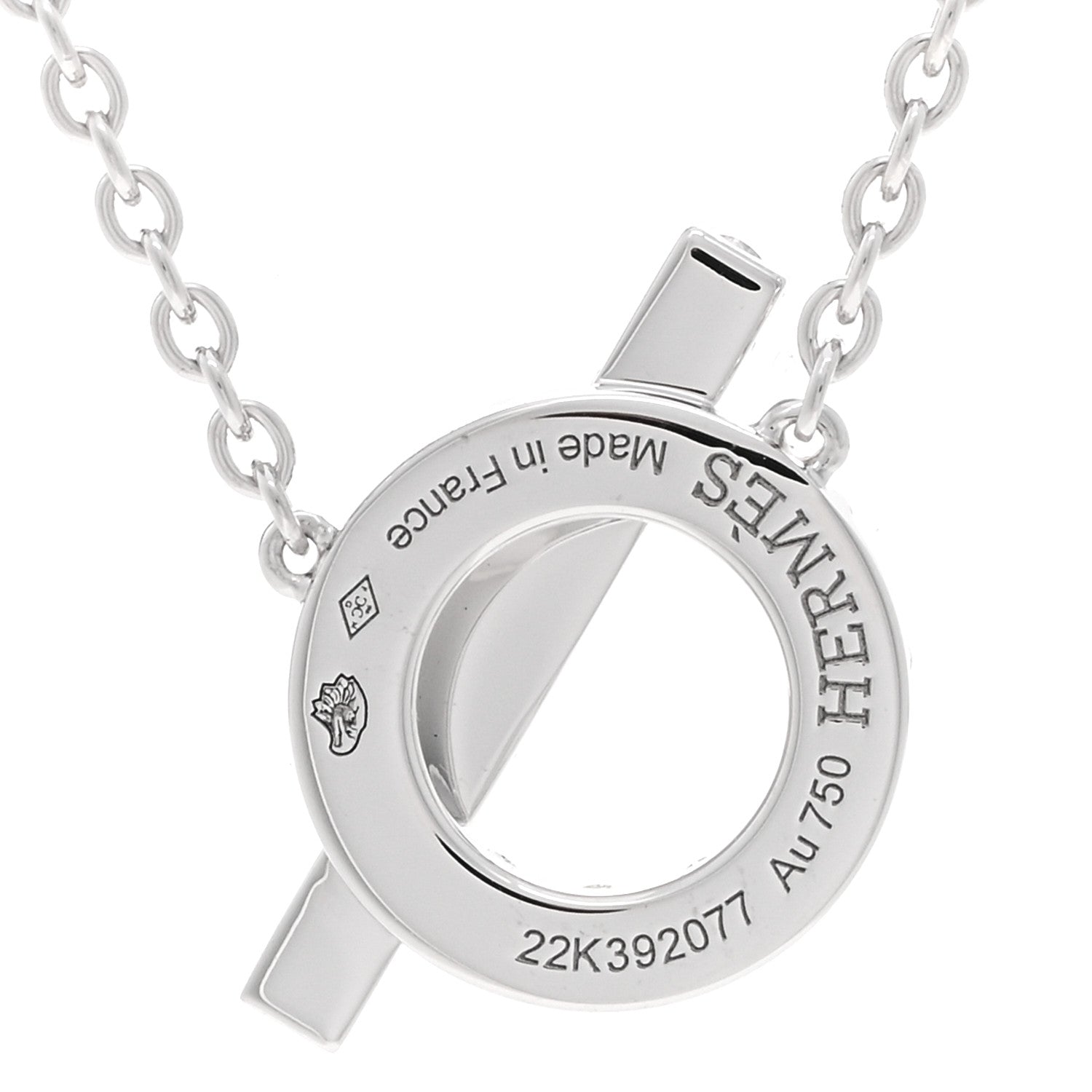 Hermes 18K White Gold Diamond Finesse Pendant Necklace 4 of 4