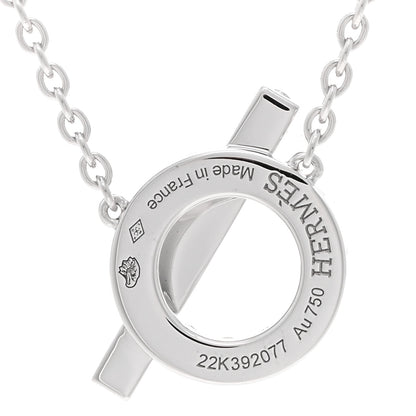 Hermes 18K White Gold Diamond Finesse Pendant Necklace 4 of 4
