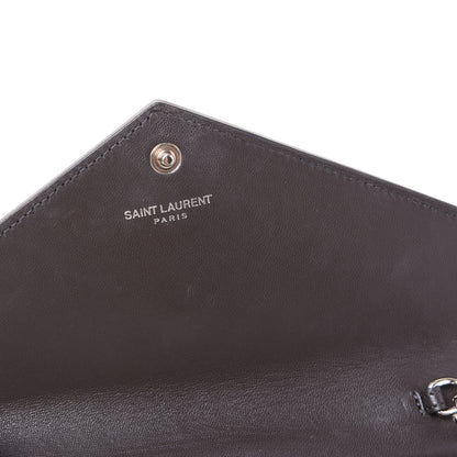Saint Laurent SAINT LAUREN Croc Embossed Monogram Envelope Chain Wallet Dark Anthracite 7 of 10