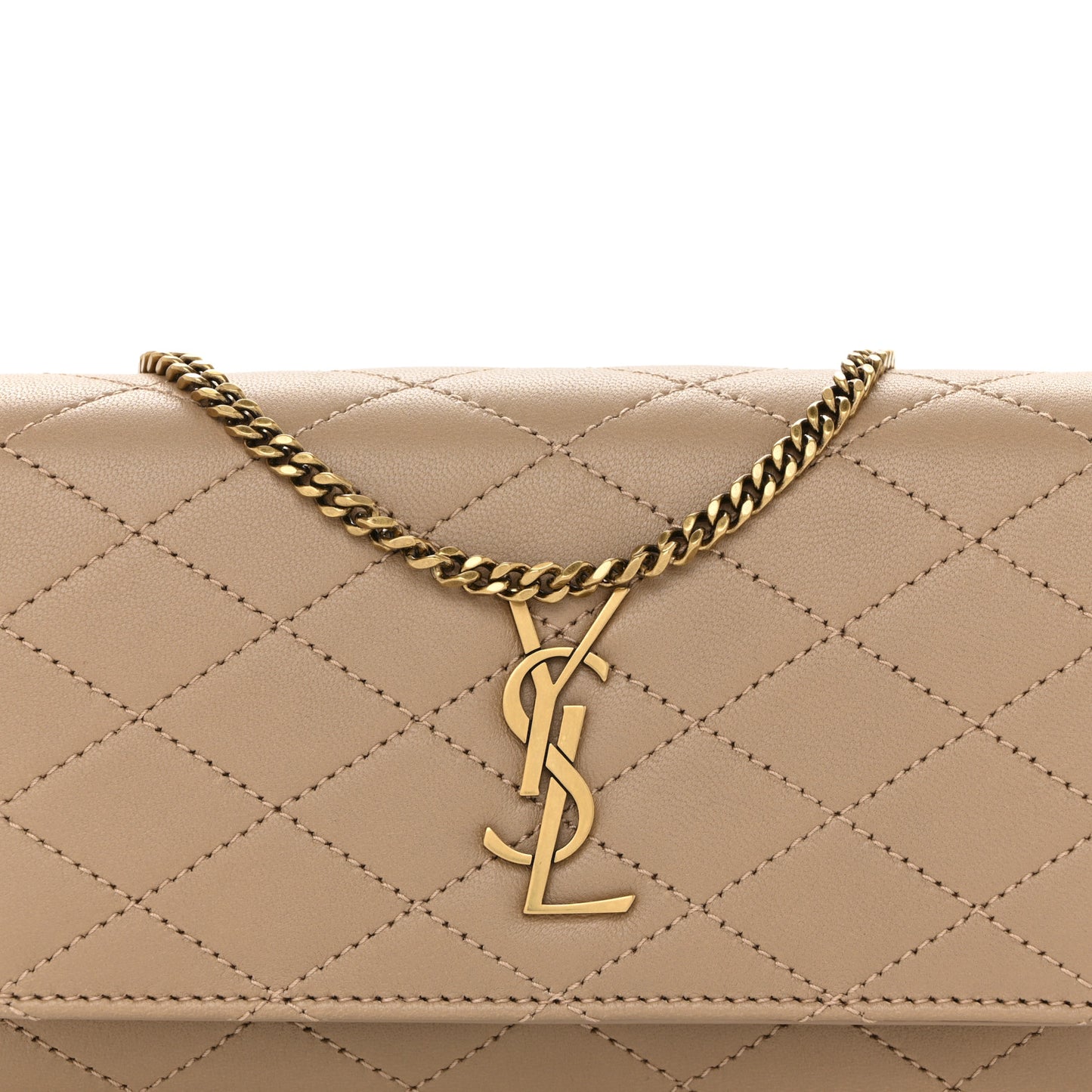 Lambskin Quilted Gaby Phone Holder Crossbody Dark Toffee