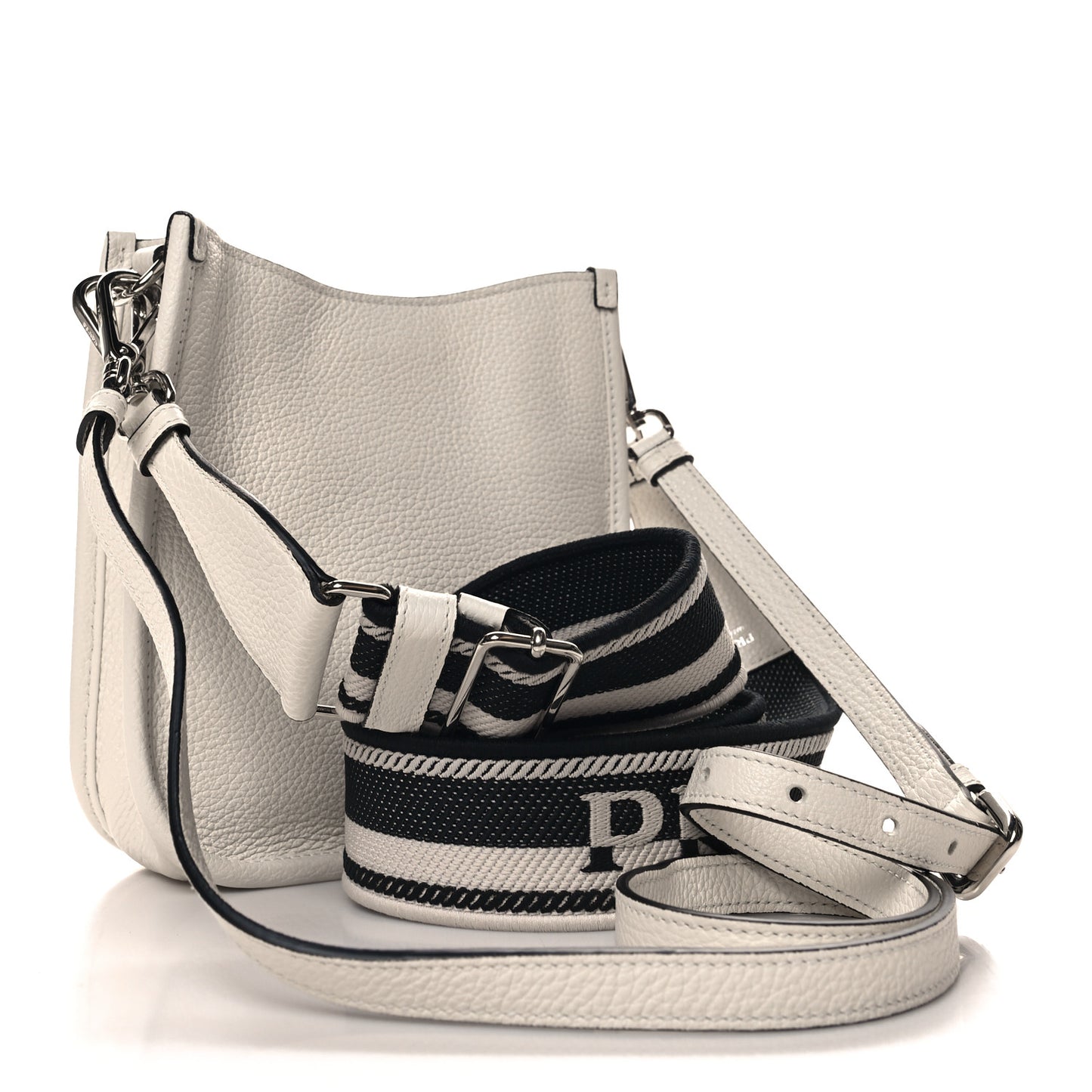 Vitello Daino Soft Mini Hobo Messenger Bag White