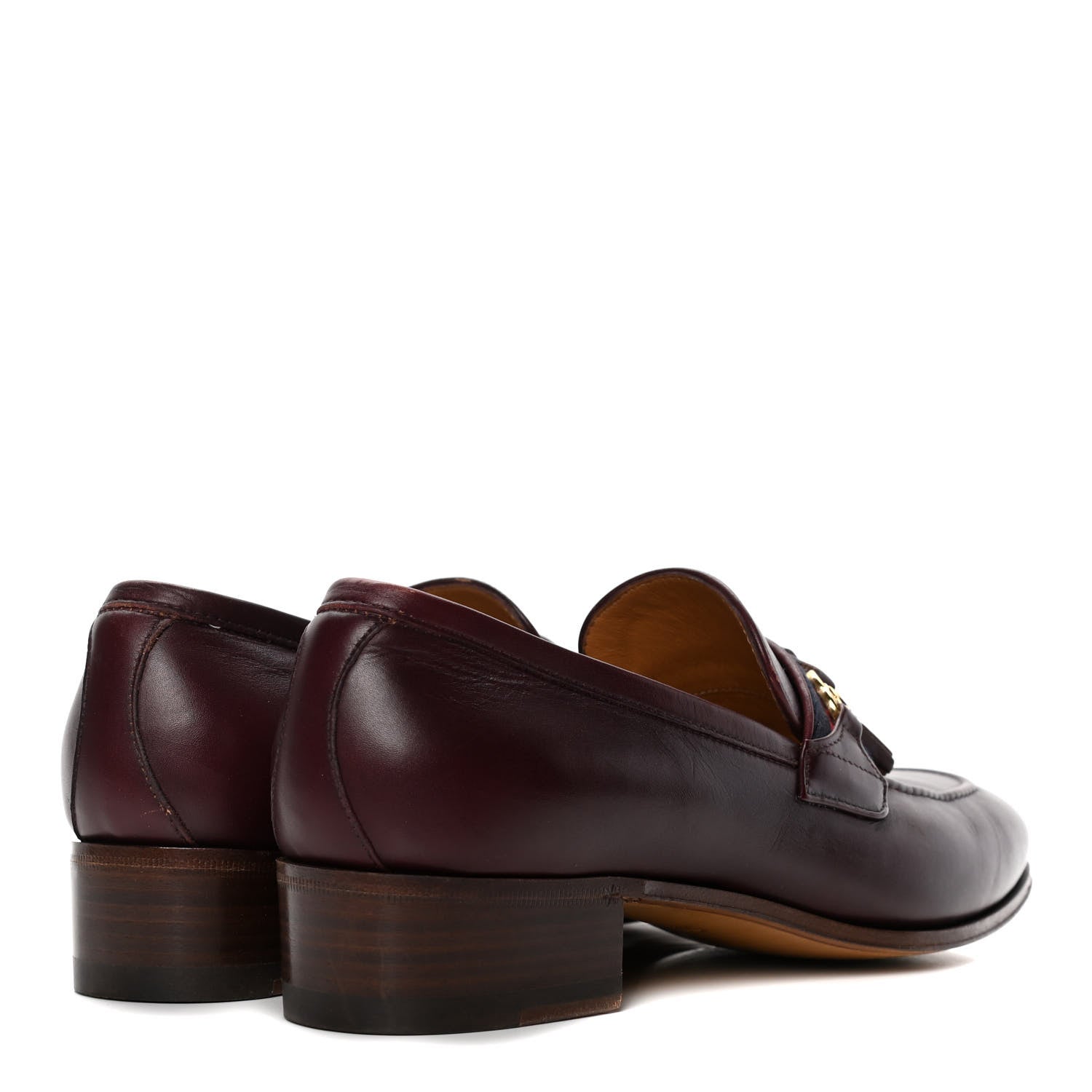 Gucci Calfskin Web Interlocking G Tassel Loafers 37.5 Ruby Bordeaux 4 of 10
