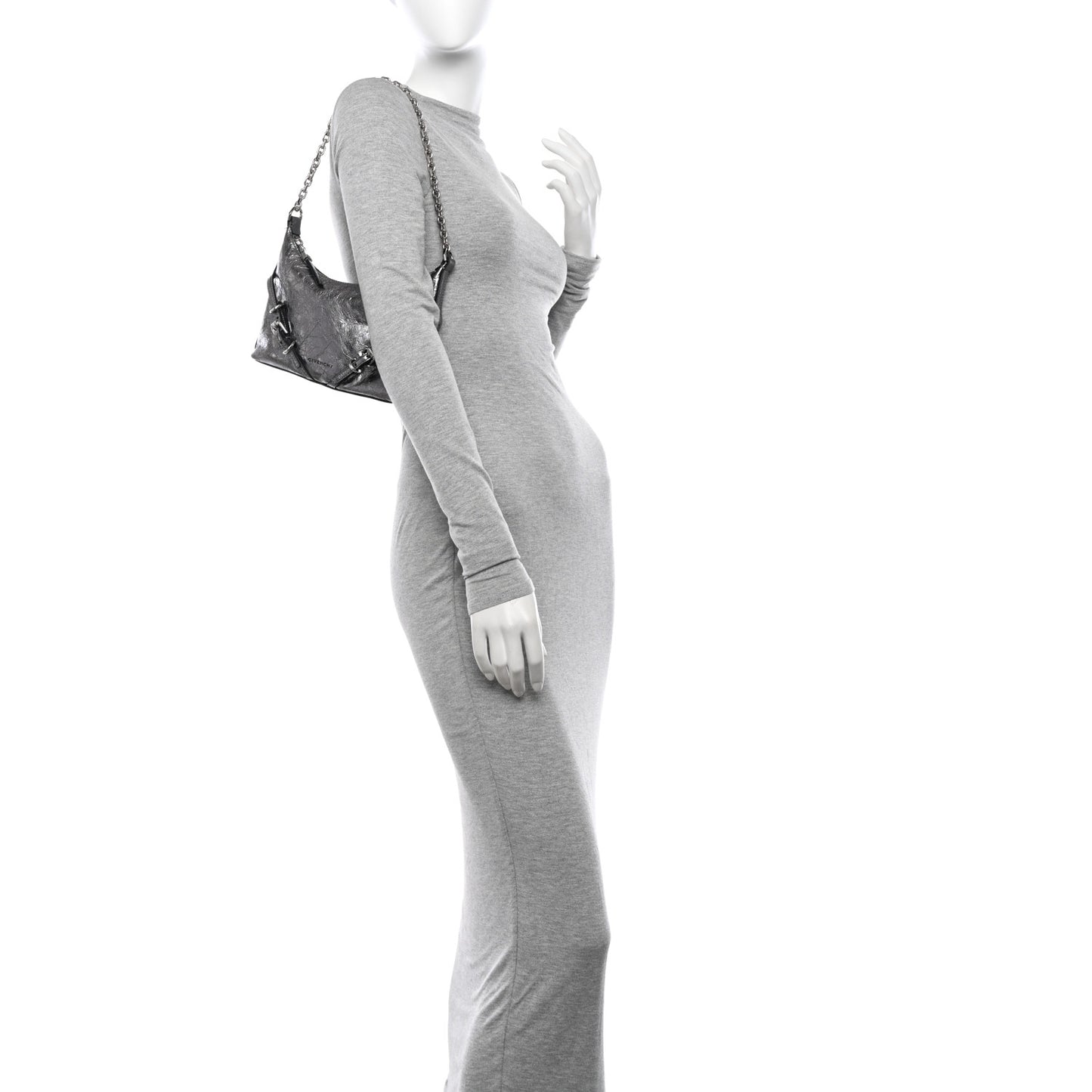 Metallic Calfskin Mini Voyou Bag Silver