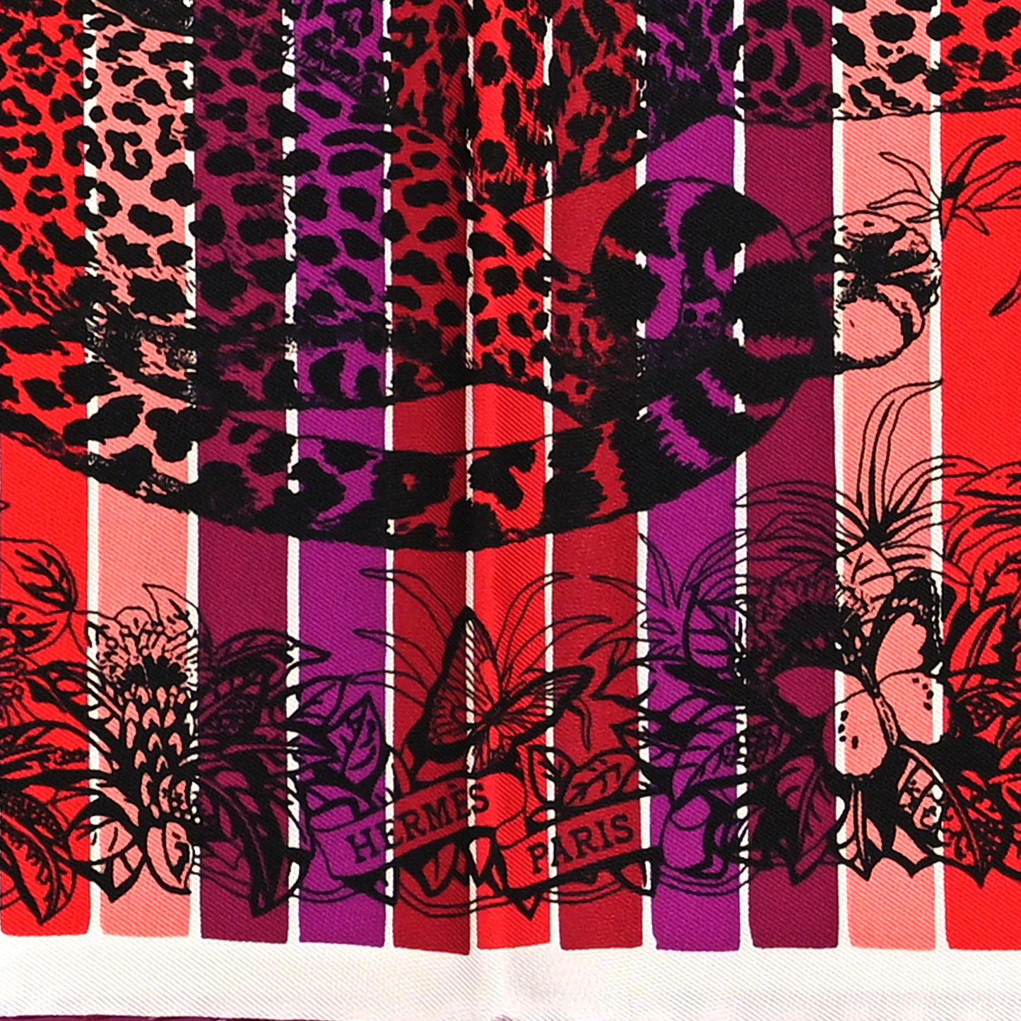 Silk Carre Jungle Love Rainbow Scarf 90 Rose Vert Jaune