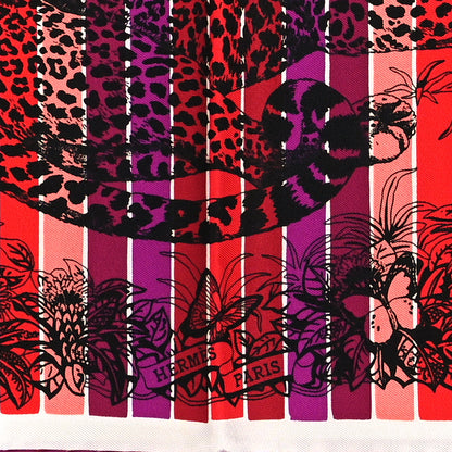 Hermes Silk Carre Jungle Love Rainbow Scarf 90 Rose Vert Jaune 2 of 5