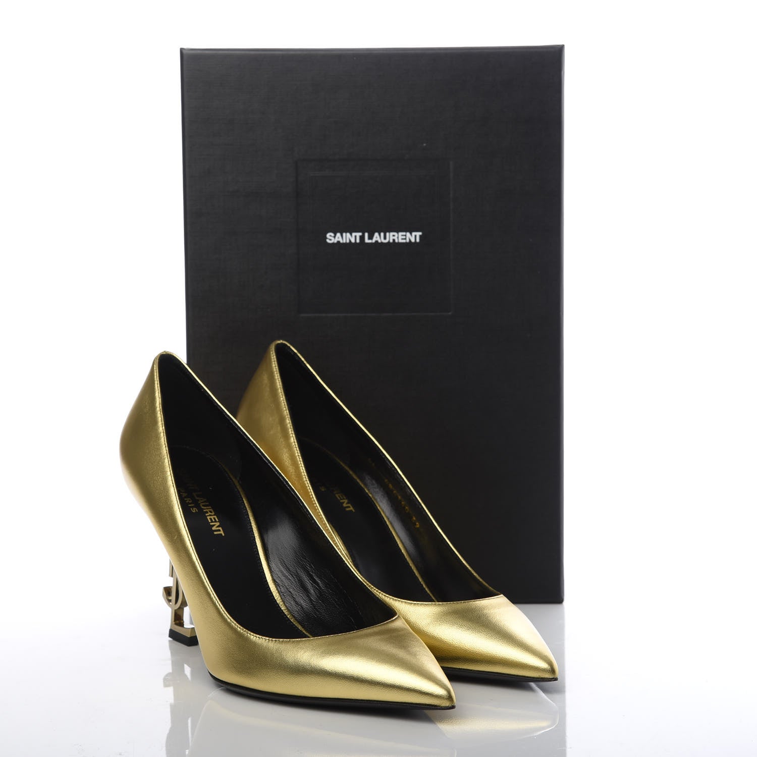 Saint Laurent Calfskin Opyum 85 Pumps 39 Gold 8 of 8