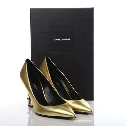 Saint Laurent Calfskin Opyum 85 Pumps 39 Gold 8 of 8