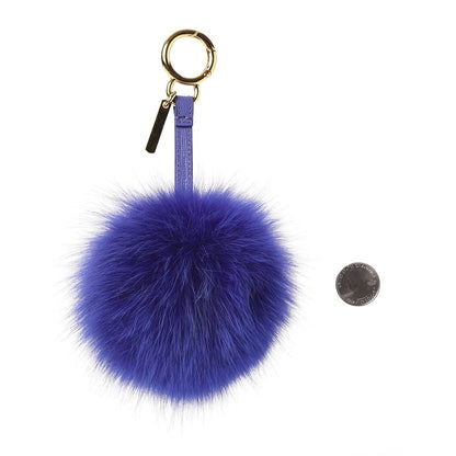 Fendi Fox Fur Vitello Elite Pom Pom Bag Charm Viola Cassis 2 of 4