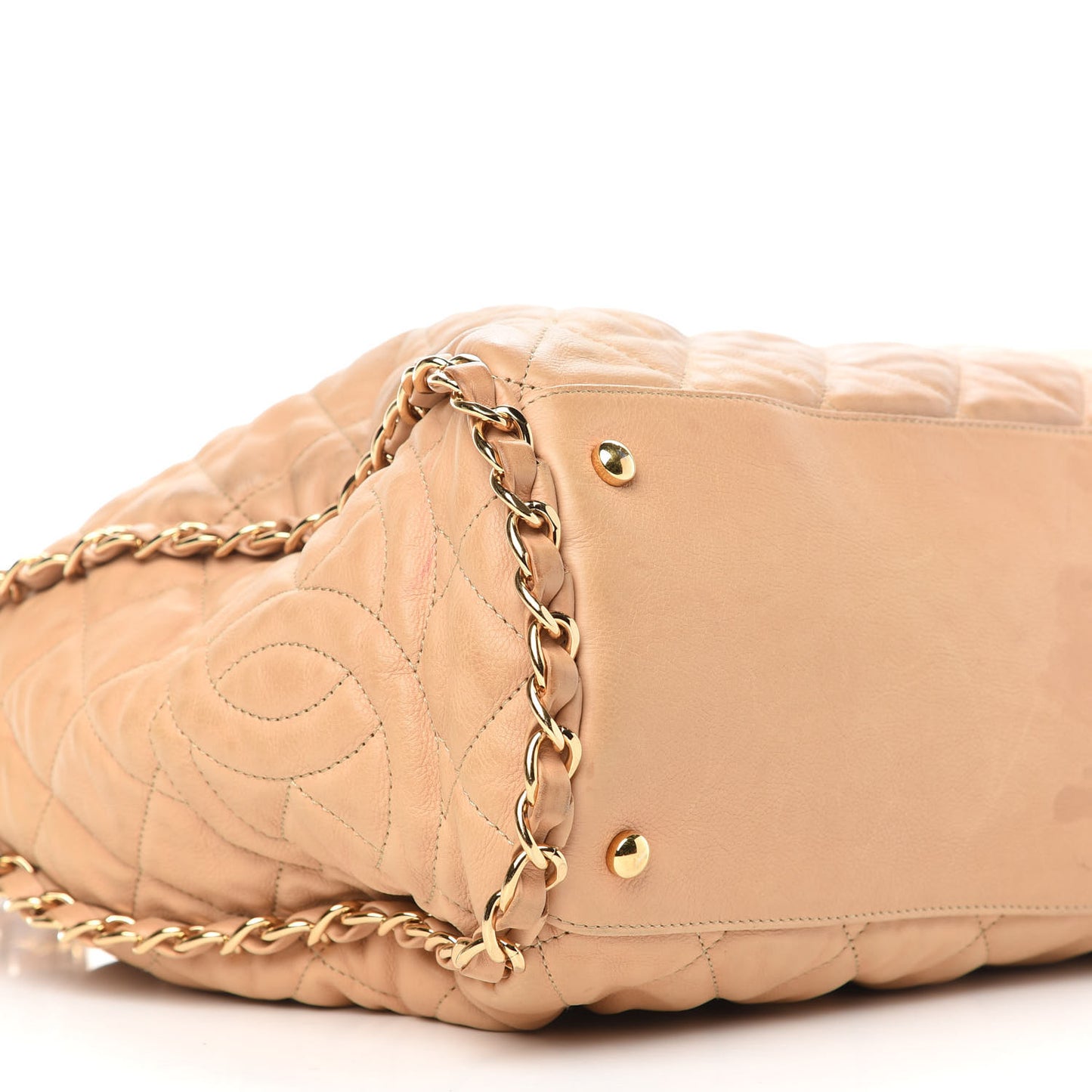 Calfskin Quilted Large Chain Me Hobo Beige