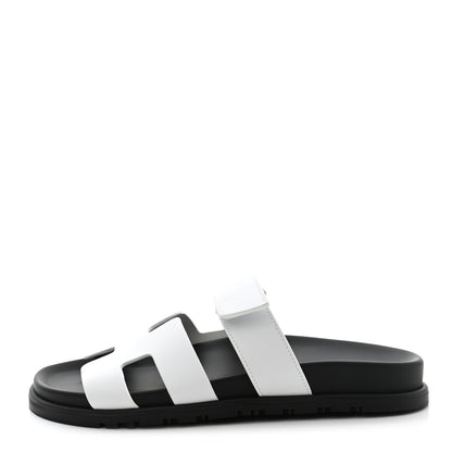 Hermes Calfskin Womens Chypre Sandals 37 White 1 of 9
