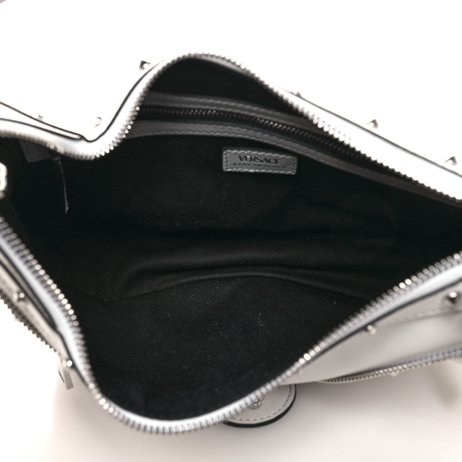 Versace Calfskin Studded Small Repeat Zip Hobo White 5 of 9