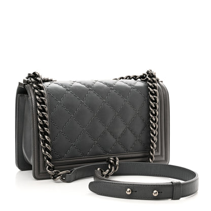 Chanel Calfskin Double Stitch Medium Boy Flap Grey 3 of 13