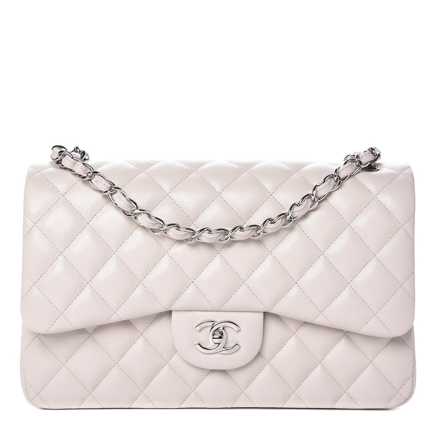Caviar Quilted Jumbo Double Flap Ivory