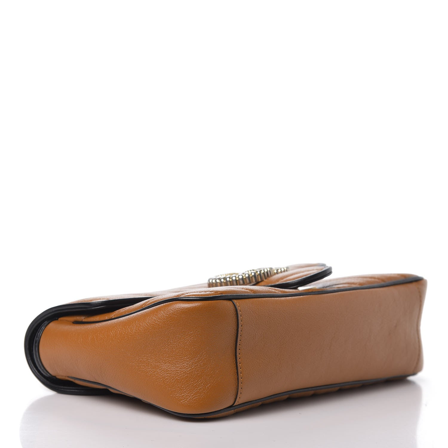 Gucci Vintage Effect Calfskin Matelasse Diagonal Small Torchon GG Marmont Shoulder Bag Cognac Black 4 of 10