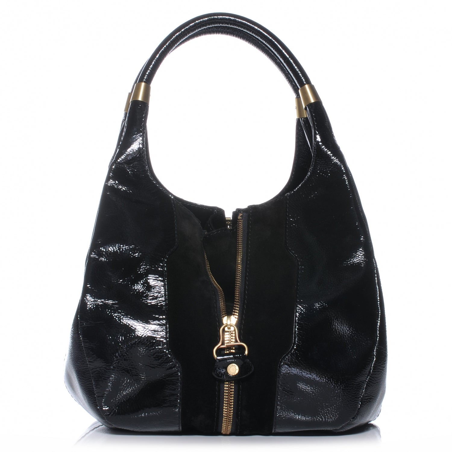 Jimmy Choo Liquid Patent Suede Medium Mandah Shoulder Bag Black 1 of 7