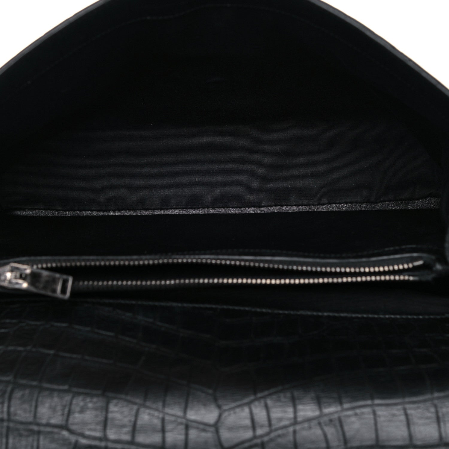 Saint Laurent Calfskin Crocodile Embossed Monogram Large College Satchel Black 9 of 11