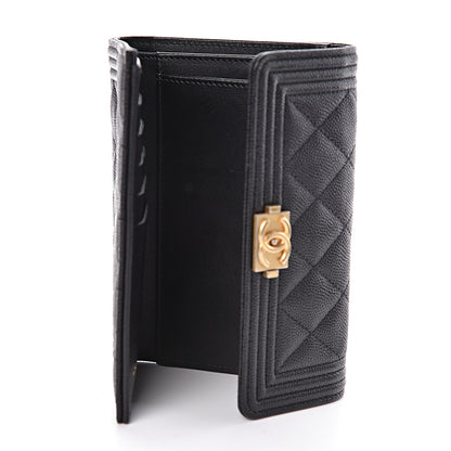 Chanel Caviar Quilted Medium Boy Flap Wallet Black 5 of 9