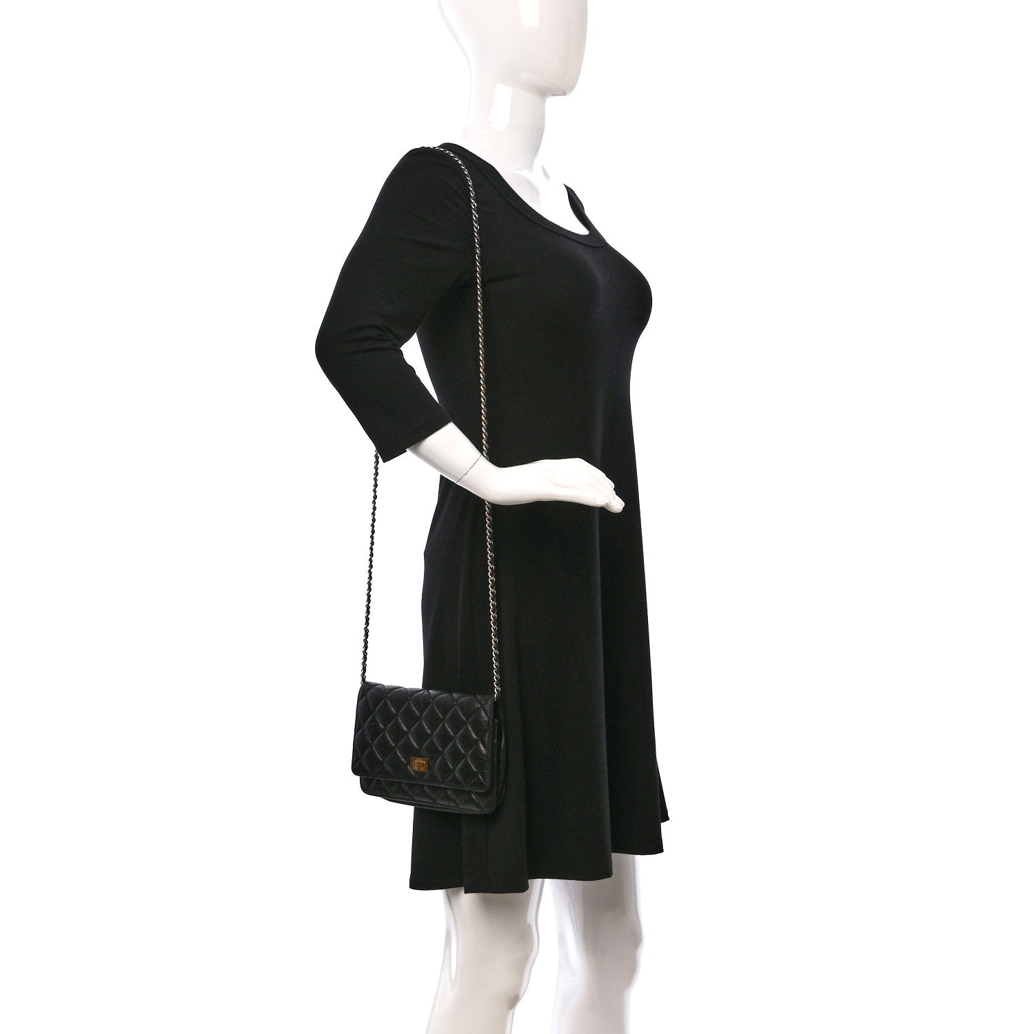 Chanel Aged Calfskin Quilted Reissue Wallet On Chain WOC Black 2 of 12