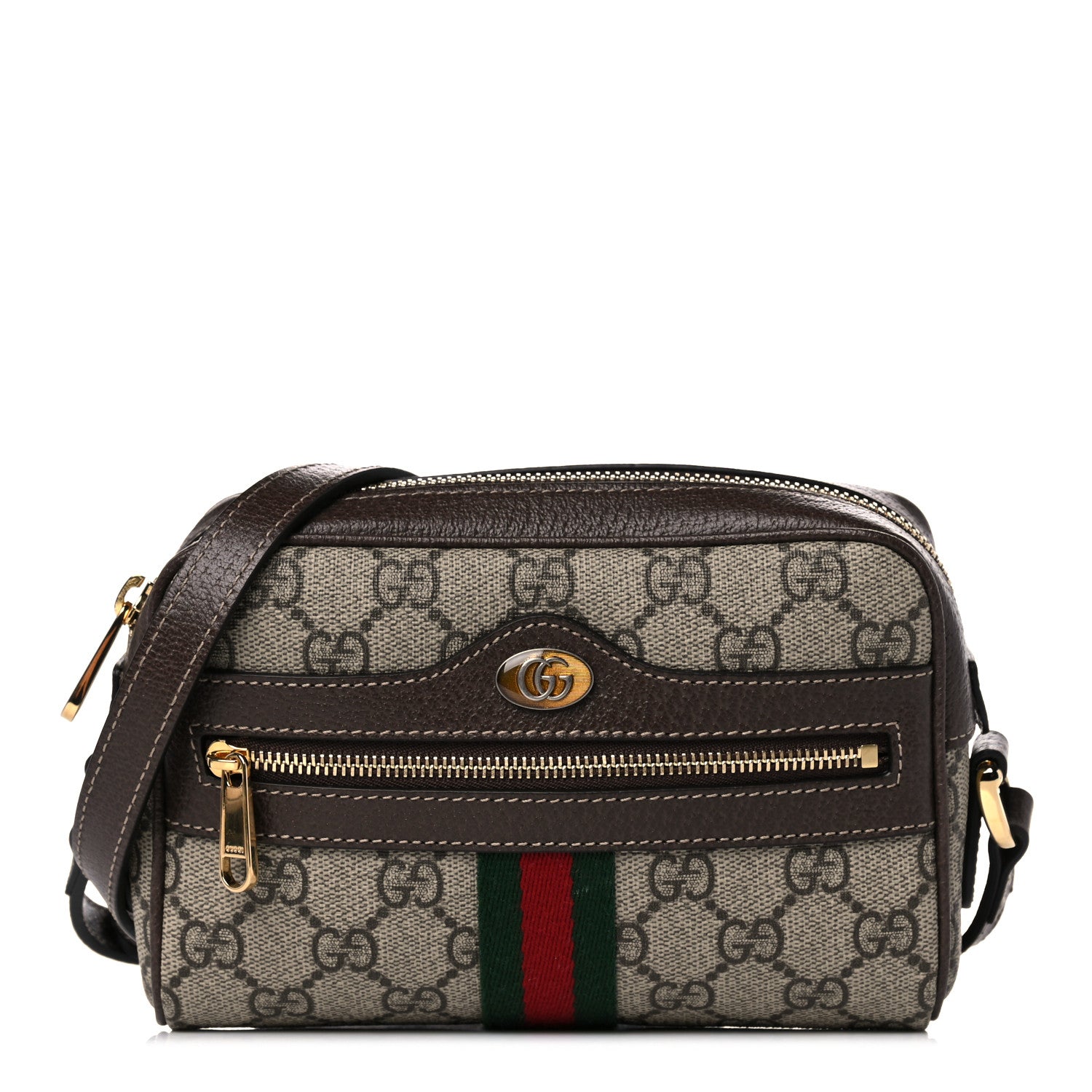 Gucci GG Supreme Monogram Web Mini Ophidia Shoulder Bag Brown 1 of 9