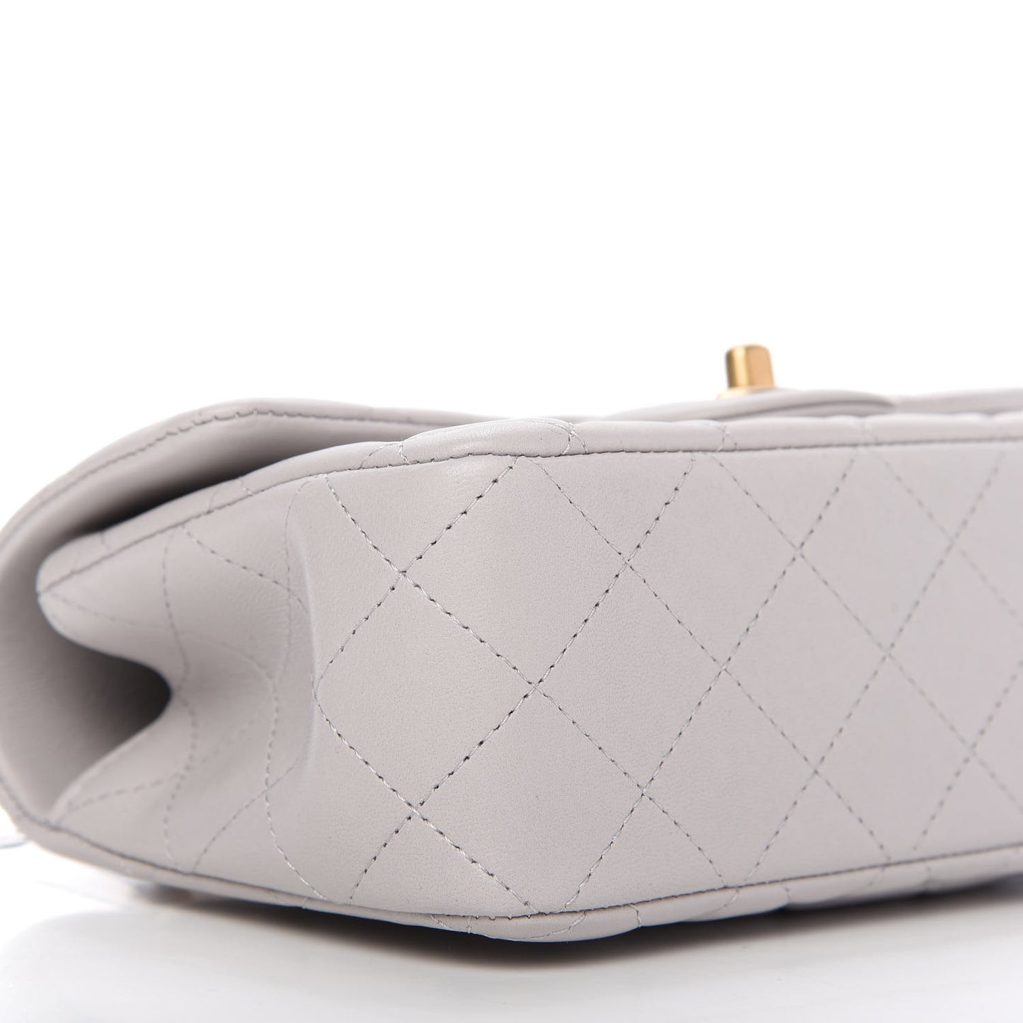 Lambskin Quilted Mini Top Handle Rectangular Flap Grey