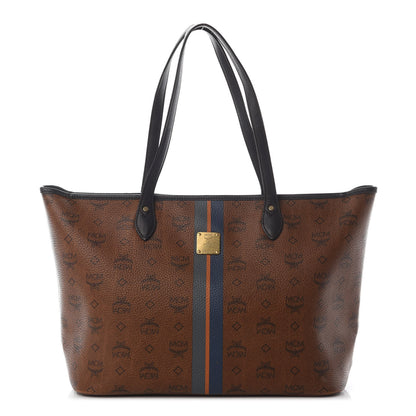 MCM Visetos Striped Tote Brown 1 of 11