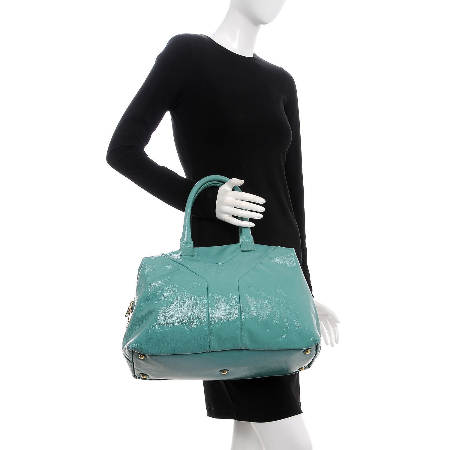 Saint Laurent Patent Calfskin Medium Easy Sac Turquoise 2 of 11