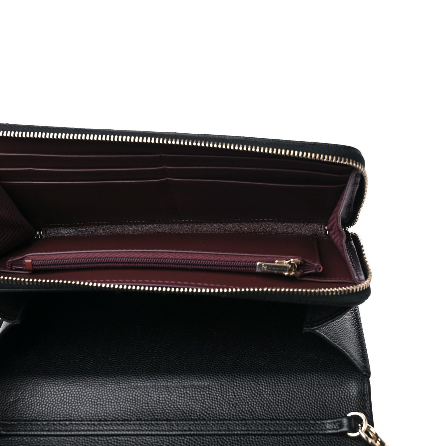 Caviar Quilted Phone Holder Wallet on Removable Chain Black
