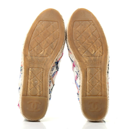 Chanel Tweed Grosgrain CC Espadrilles 35 White Blue Pink Green Black 5 of 12