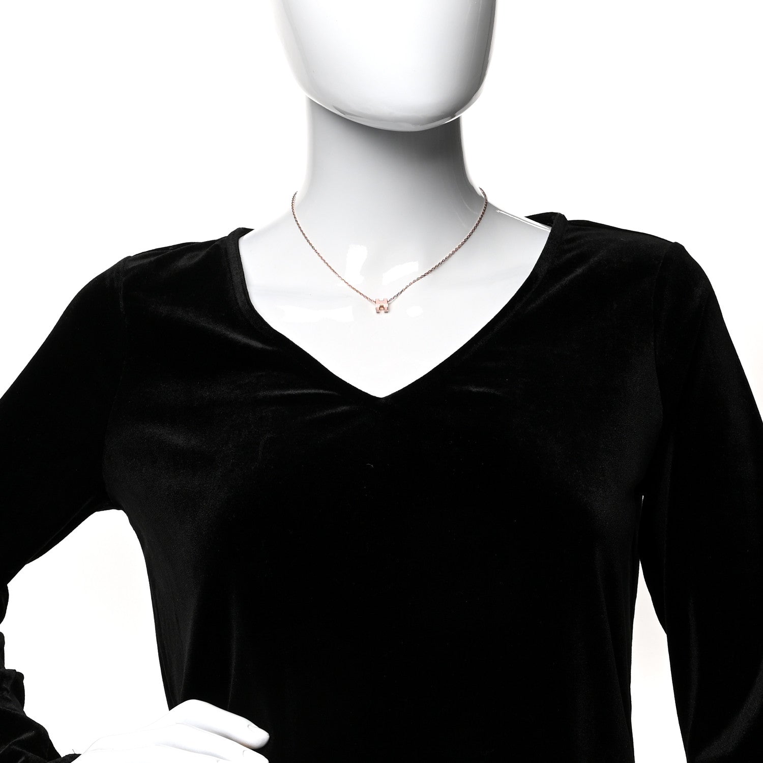 Hermes Lacquered Rose Gold Mini Pop H Pendant Necklace Rose Dragee 2 of 5