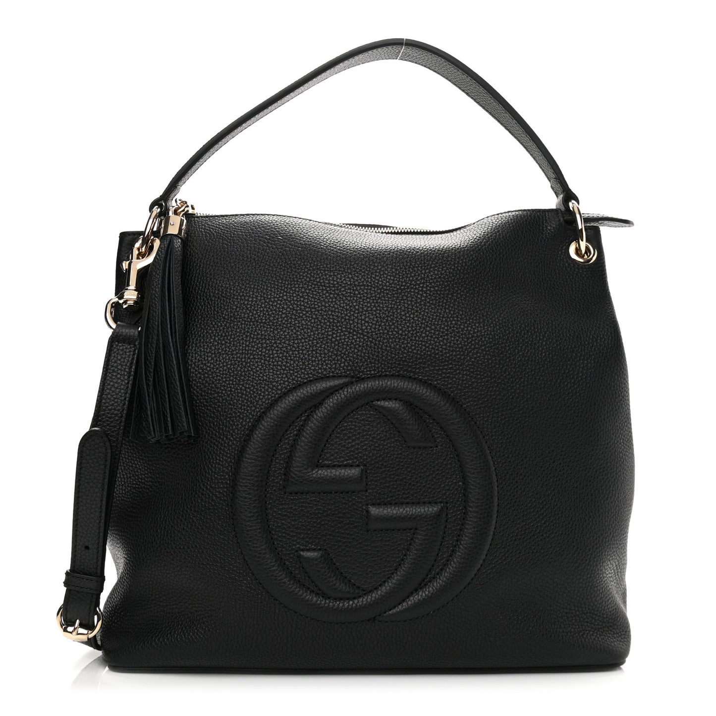 Pebbled Calfskin Large Soho Hobo Black