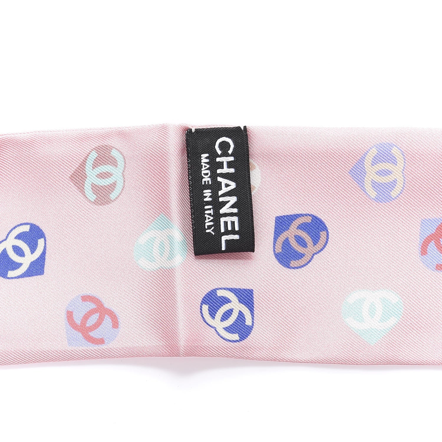 Chanel Silk Heart CC Slim Bandeau Scarf Pink 4 of 4
