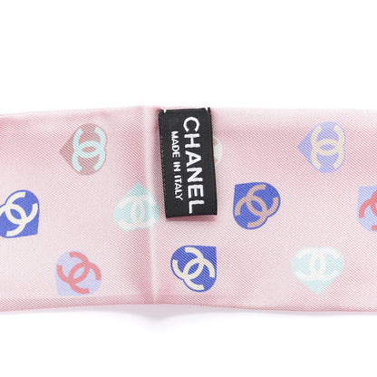 Chanel Silk Heart CC Slim Bandeau Scarf Pink 4 of 4