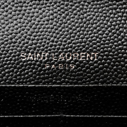 Saint Laurent Grain De Poudre Matelasse Chevron Monogram Monochrome Chain Wallet Black 6 of 11